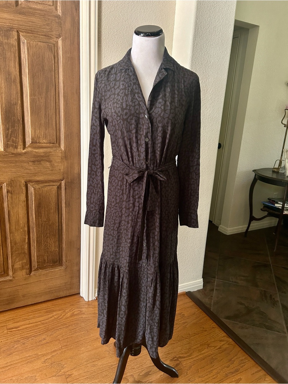Rails Midi Dress Tiered Beatrice Charcoal Cheetah Grey Batik Size Small - Picture 8 of 15